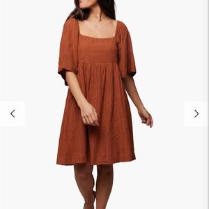 Able Sharon Square Neck Dress Burnt Sienna M